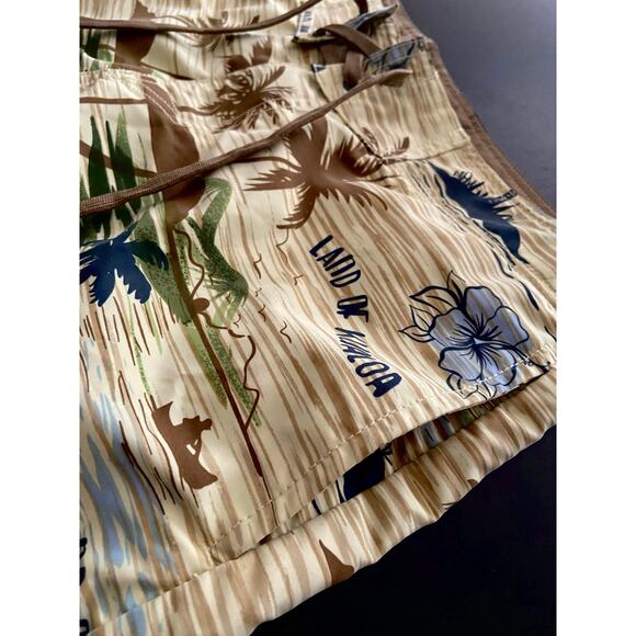H&M Swimwear Yellow Tropical Island Theme Swim Shorts sz M - Picture 3 of 11